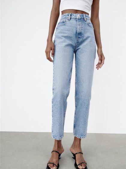 Джинсы Mom Fit голубые